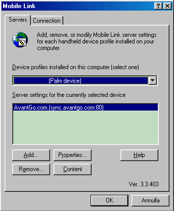 La schermata di Mobile Link su PC